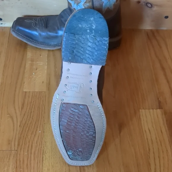 Justin Boots Brown and Blue Women's Cowboy Boots - Picture 7 of 7